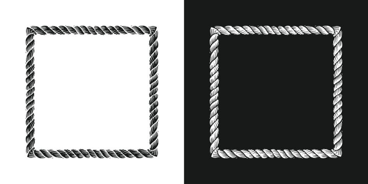 square rope frame on black and white background vector illustration