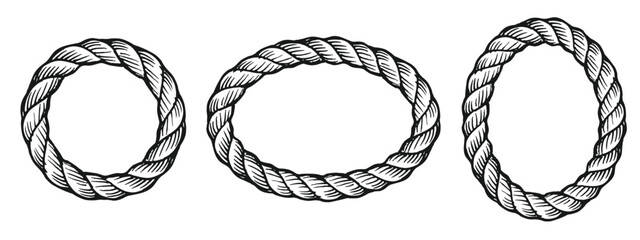 rounded rope frame on white background vector illustration