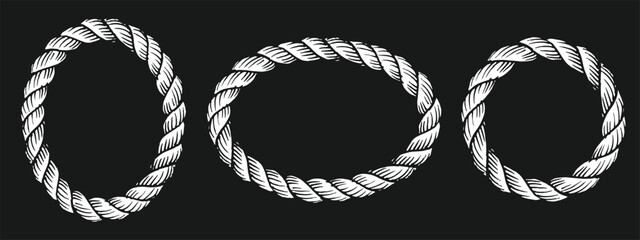 rounded rope frame on black background vector illustration