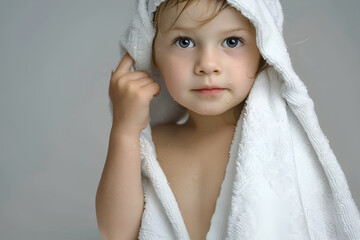 Adorable Toddler with Towel After Bath