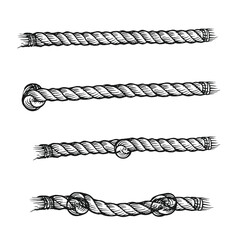 Nautical rope set design collection. Vintage decorative elements. Vector illustration. © AdityasStd