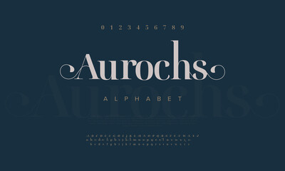 Aurochs Modern abstract digital alphabet font. Minimal technology typography, Creative urban sport fashion futuristic font and with numbers. vector illustration