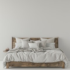 bed in hotel room in front of empty wall