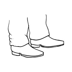 male legs in shoes in profile - hand drawn doodle