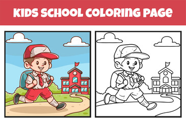 Kids school coloring page vector illustration
