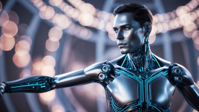 Robot, cyborg con forma umana dotato di intelligenza artificiale