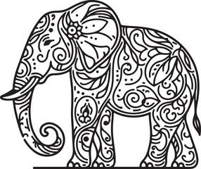 Elephant vector outline arts picture. outline image of elephant. art and illustration of single line image of Elephant.