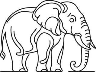 Elephant vector outline arts picture. outline image of elephant. art and illustration of single line image of Elephant.