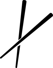 Top view of chopsticks icon, isolated on transparent background, Suitable for Mockup creative graphic design, Pair of bamboo chopsticks, Japanese, Chinese, East Asian tableware concept template.