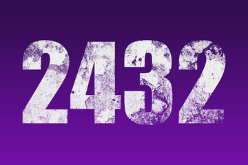 flat white grunge number of 2432 on purple background.	