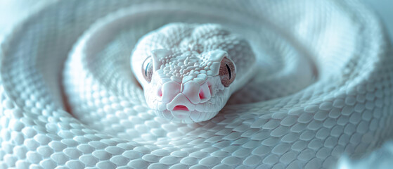 Fototapeta premium close up of a python A white snake.Generative AI