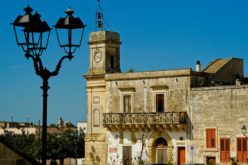 Piazza e castello di Palmariggi, Lecce,Puglia,Italia