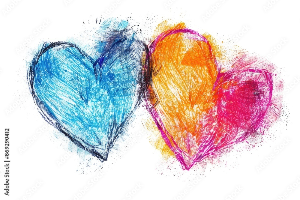 Aufkleber a simple illustration of two hearts side by side on a plain white background
