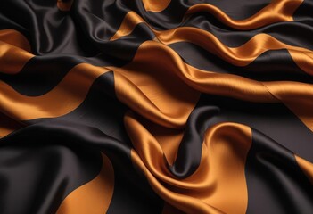 abstract colorful silk fabric background, view from above. Smooth elegant black silk or satin luxury cloth texture can use as abstract background with copy space, close-up