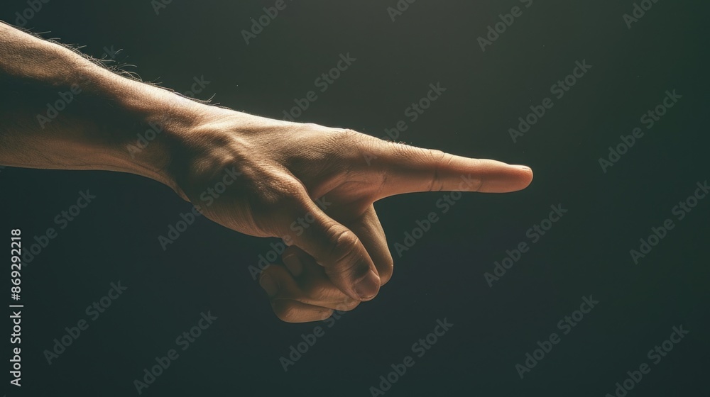 Poster a person points their finger at an object or direction