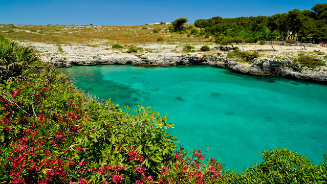 Porto Badisco, spiaggia, Approdo di Enea, Otranto,Puglia,Italia