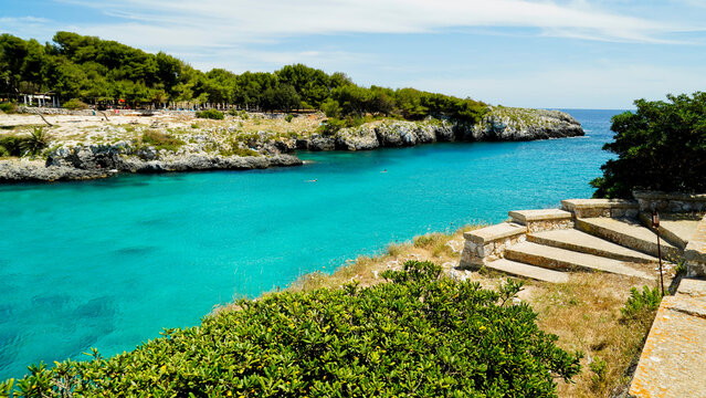 Porto Badisco, spiaggia, Approdo di Enea, Otranto,Puglia,Italia