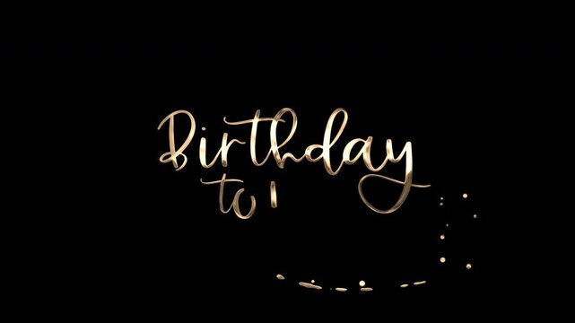 Happy birthday to you in gold lettering on a transparent background. Ideal for birthday greetings, invitations, celebrations, digital presentations.