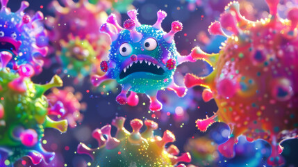 Fototapeta premium funny colorful cute virus background 
