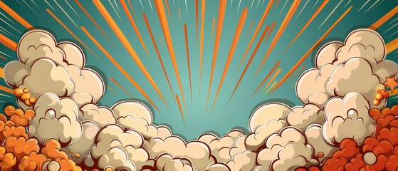 Superhero invite with a bold explosion backdrop, comic book style, space for party information