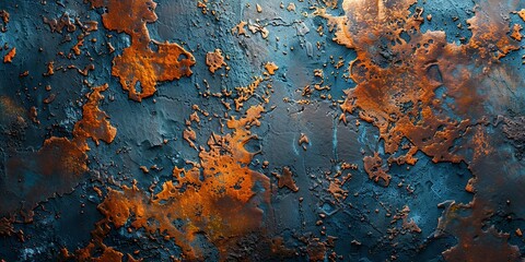 Abstract Rust and Blue Metal Texture Close-Up