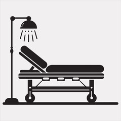 medical bed vector silhouette illustration