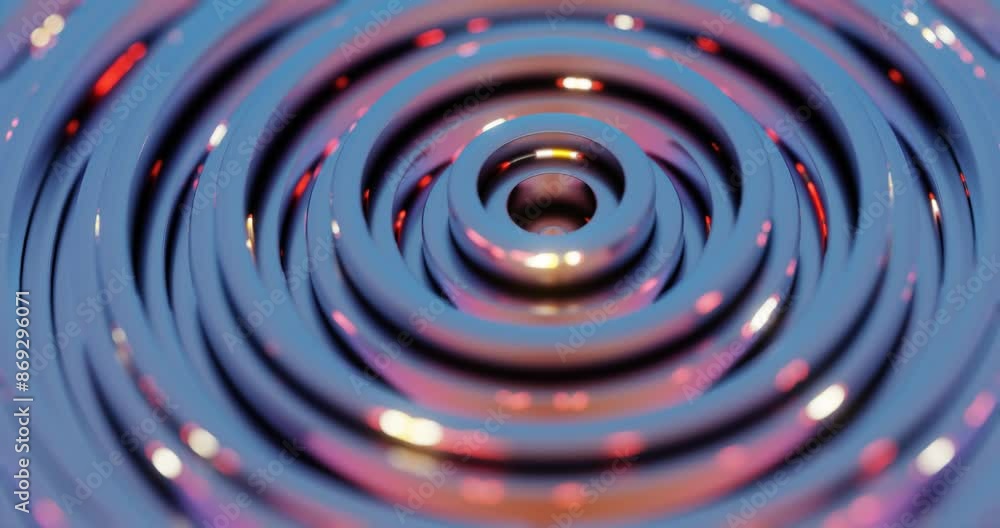 Aufkleber abstract concentric circular pattern with reflective metallic surface