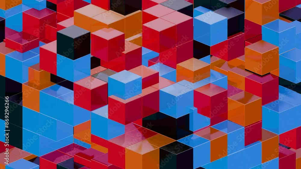 Poster abstract 3d geometric pattern with colorful interlocking cubes
