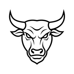 Line art of angry Bull face vector illustration 