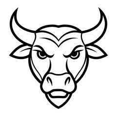 Line art of angry Bull face vector illustration 
