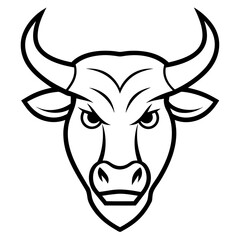 Line art of angry Bull face vector illustration 
