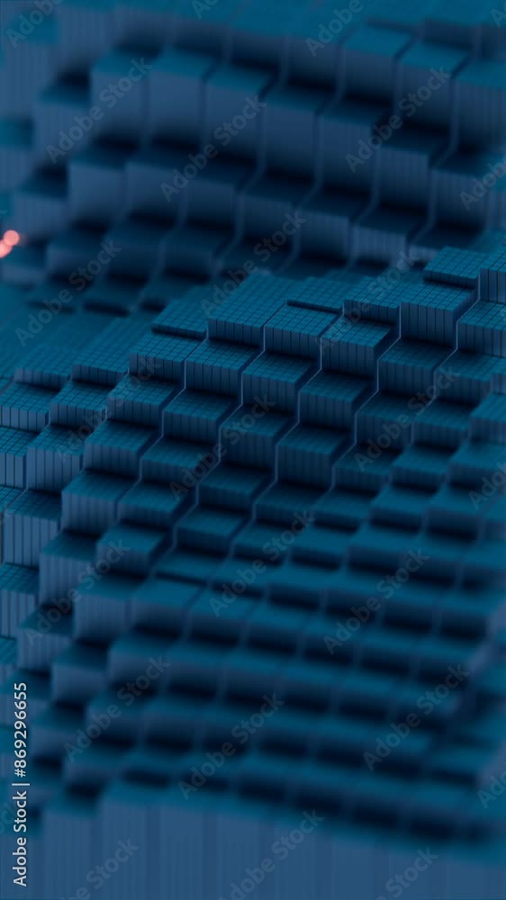 Aufkleber 3d abstract render of teal cubes with red glowing highlights - futuristic geometric design