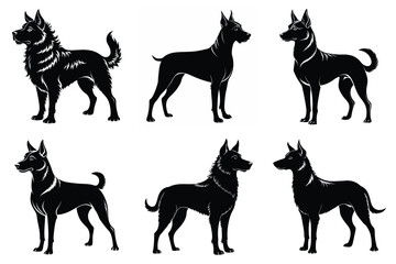 Dog full black silhouette vector art illustration
