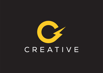 Minimal and professional Letter C thunder logo design template