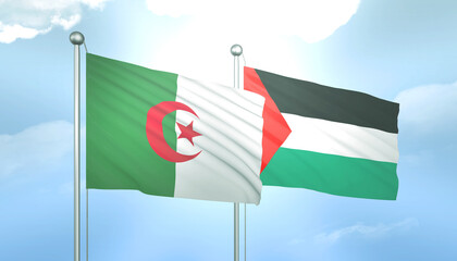 Palestine and Algeria Flag Together A Concept of Relations