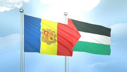 Palestine and Andorra Flag Together A Concept of Relations