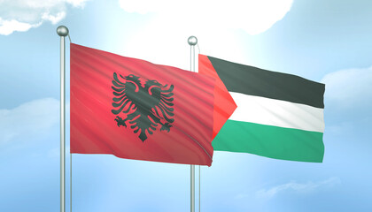 Palestine and Albenia Flag Together A Concept of Relations