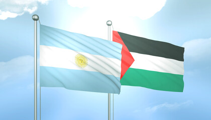 Palestine and Argentina Flag Together A Concept of Relations