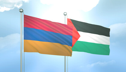 Palestine and Armenia Flag Together A Concept of Relations