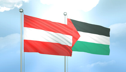 Palestine and Austria Flag Together A Concept of Relations