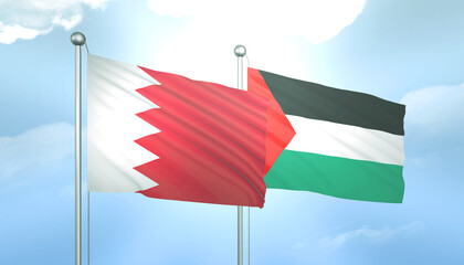 Palestine and Bahrain Flag Together A Concept of Relations