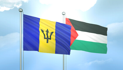 Palestine and Barbados Flag Together A Concept of Relations