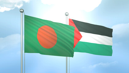 Palestine and Bangladesh Flag Together A Concept of Relations