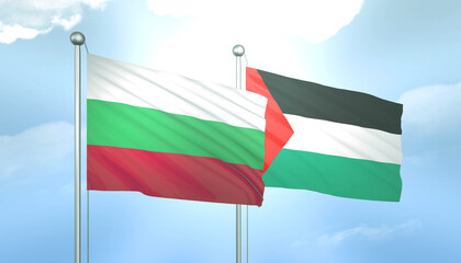 Palestine and Bulgaria Flag Together A Concept of Relations