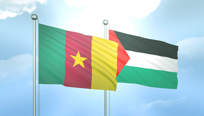Palestine and Cameroon Flag Together A Concept of Relations