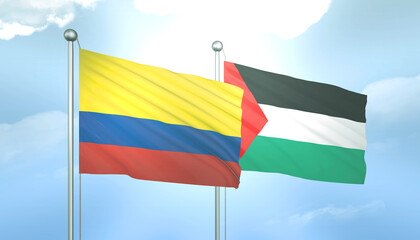 Palestine and Colombia Flag Together A Concept of Relations