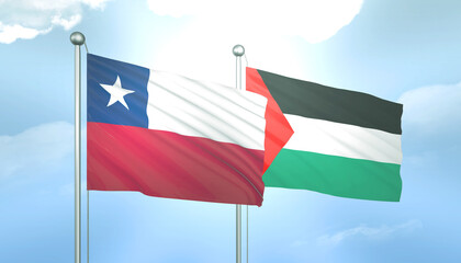 Palestine and Chile Flag Together A Concept of Relations