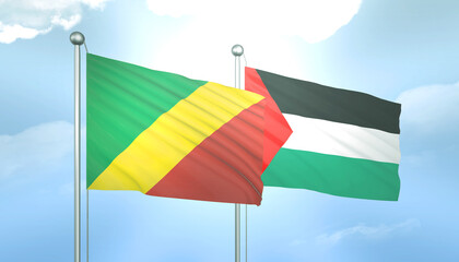 Palestine and Congo Republic Flag Together A Concept of Relations