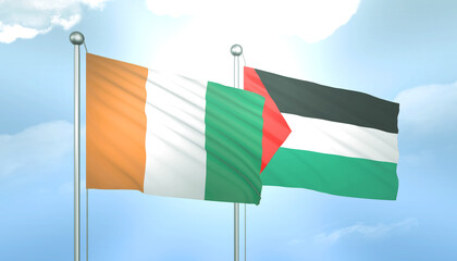 Palestine and Cote Divoire Flag Together A Concept of Relations