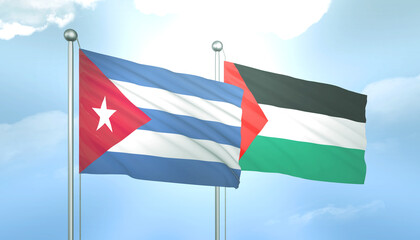 Palestine and Cuba Flag Together A Concept of Relations